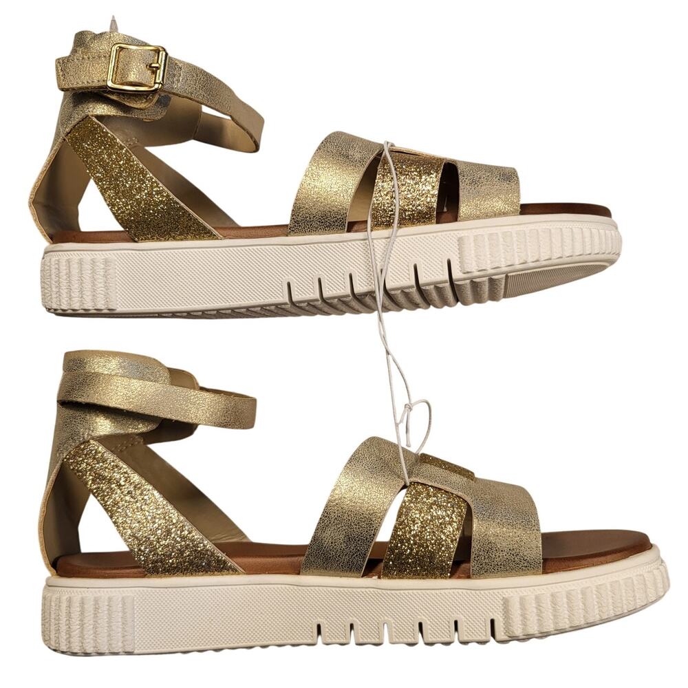 NEW MIA Mylae Sandals Rose Gold Glitter Velcro women's Size 5